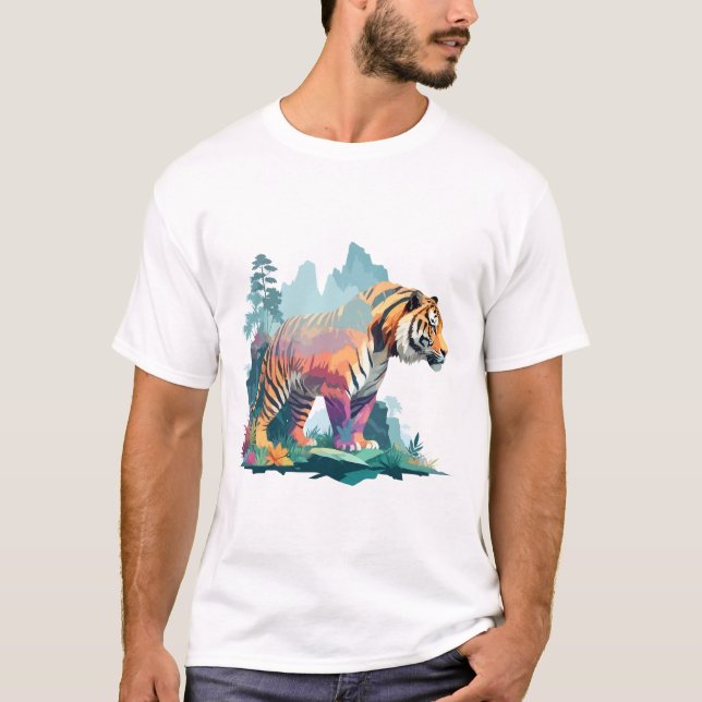 Tiger Vector Art Tierwelt T-Shirt (Vorderseite)