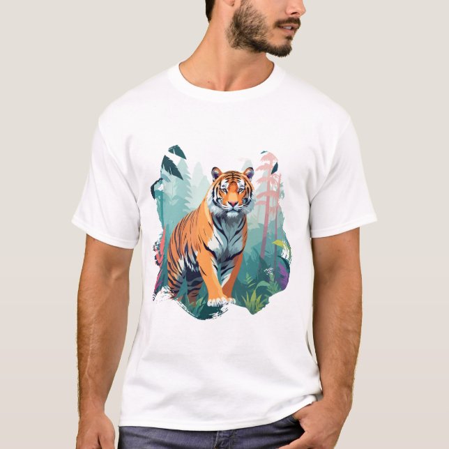 Tiger Vector Art Tierwelt T-Shirt (Vorderseite)