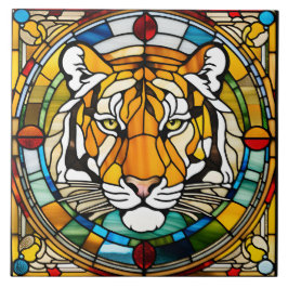 Tiger verklebte Glasdekoration Fliese