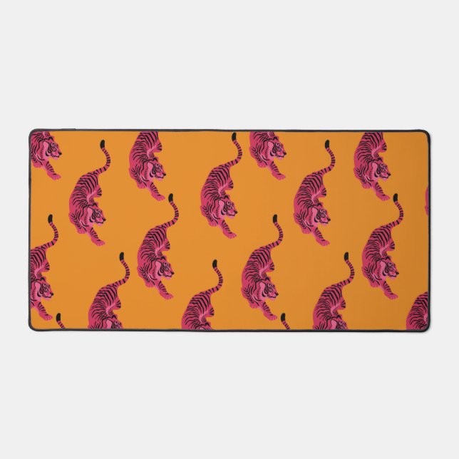 Tiger - Vibrant Pink Schreibtischunterlage (Vorderseite)
