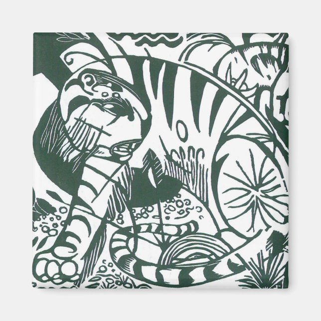 Tiger von Franz Marc, Vintage Ausdruckskunst Magnet (Vorne)
