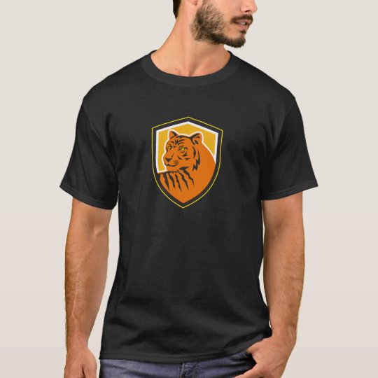 Tiger-vorderes HauptWappen Retro T-Shirt