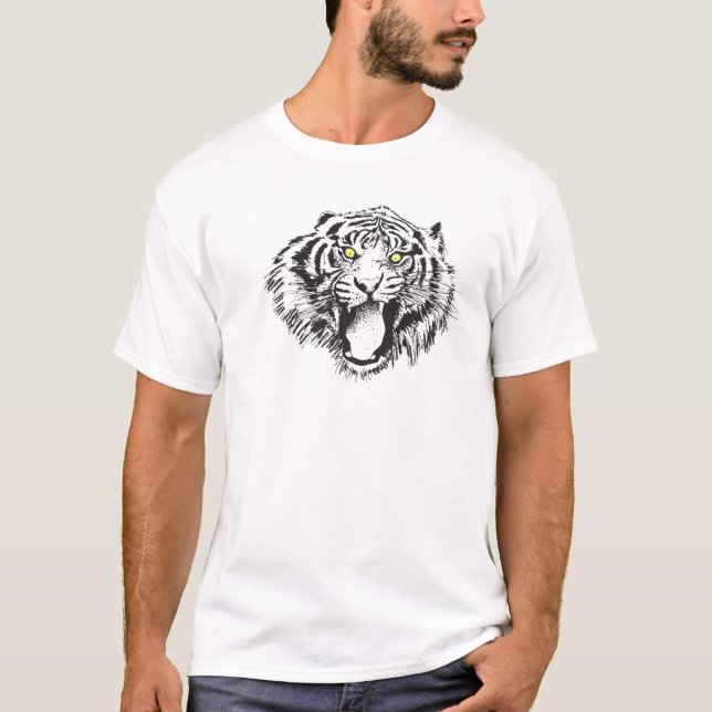 Tiger wachsen schwarz mit gelben Augen T-Shirt (Vorderseite)