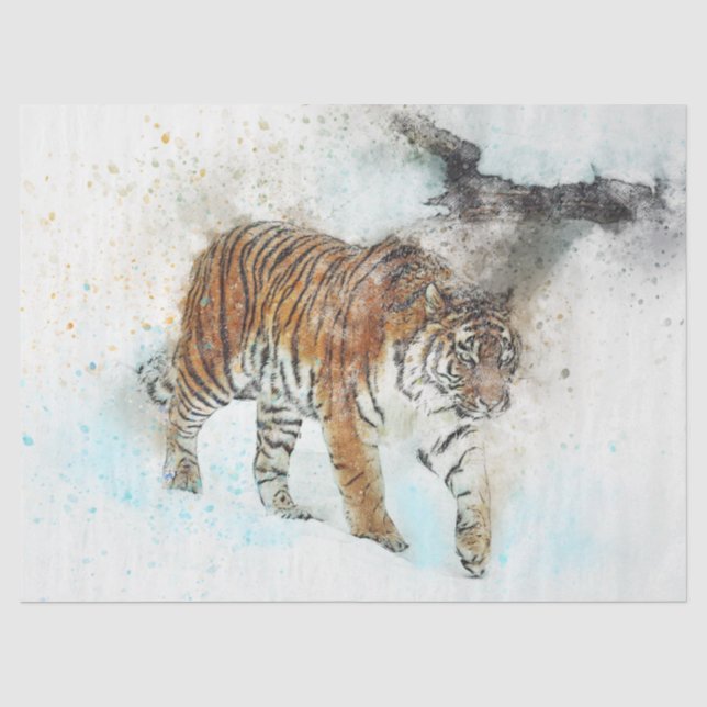 Tiger Walking Art Decoupage Seidenpapier (Vorderseite)