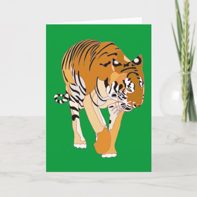 Tiger Walking Digital Painting Grußkarten Karte (Vorderseite)