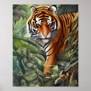 Tiger Wandern im Dschungel Poster