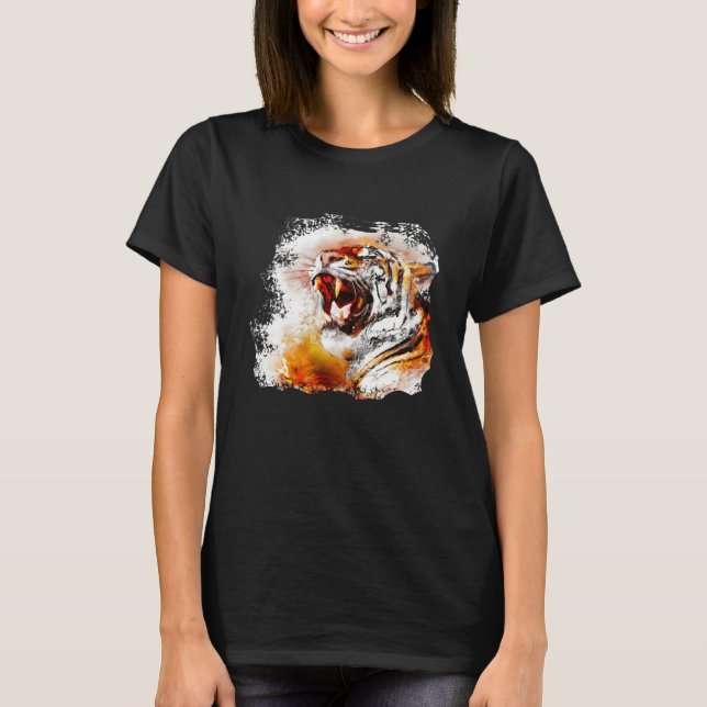 Tiger-Wasserfarbe T-Shirt (Vorderseite)