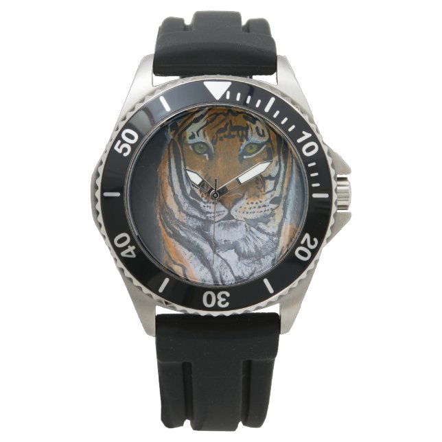 TIGER WATCH DESIGN VON KÜNSTLER PAULA REILLY ARMBANDUHR (Vorderseite)