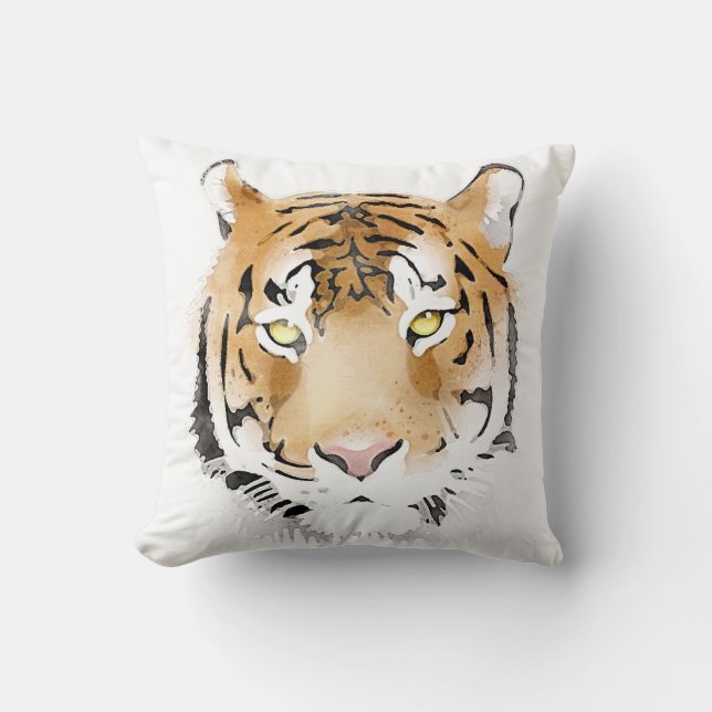 Tiger Watercolor Big Cat Animal Kissen (Vorderseite)