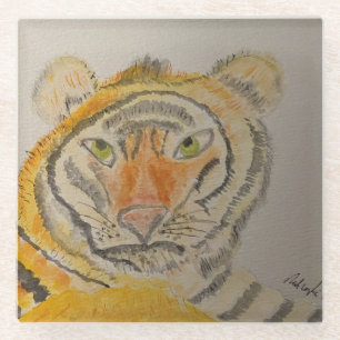 Tiger Watercolor Glasuntersetzer