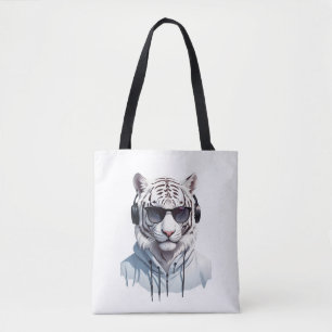 Tiger Wearing Hoodie Funny Cool Animal Character Tasche