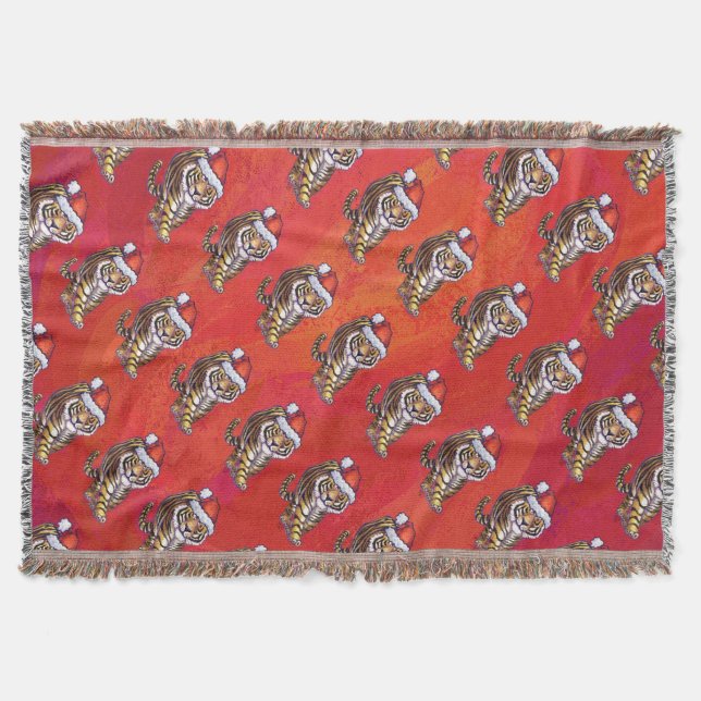 Tiger Weihnachten auf Rot Decke (Vorderseite)