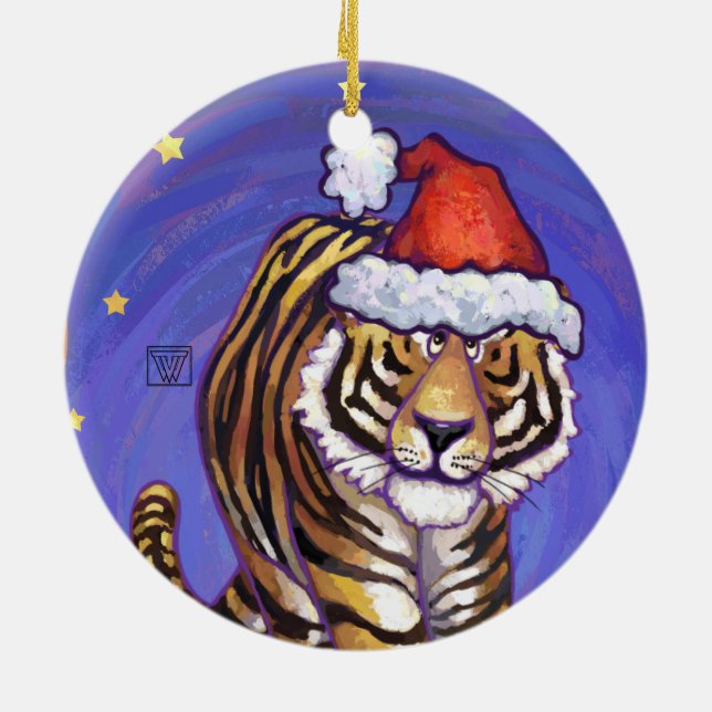 Tiger-Weihnachten Keramik Ornament (Hinten)