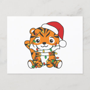 Tiger Weihnachts Wintertiere Urlaub Tiger Feiertagspostkarte