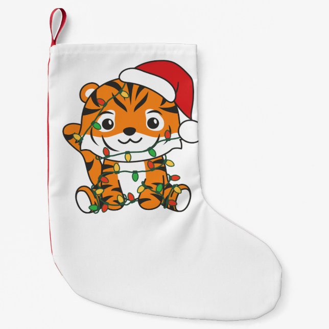 Tiger Weihnachts Wintertiere Urlaub Tiger Kleiner Weihnachtsstrumpf (Vorderseite)