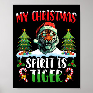 Tiger Weihnachtsmann Santa Hut Xmas Mein Weihnacht Poster