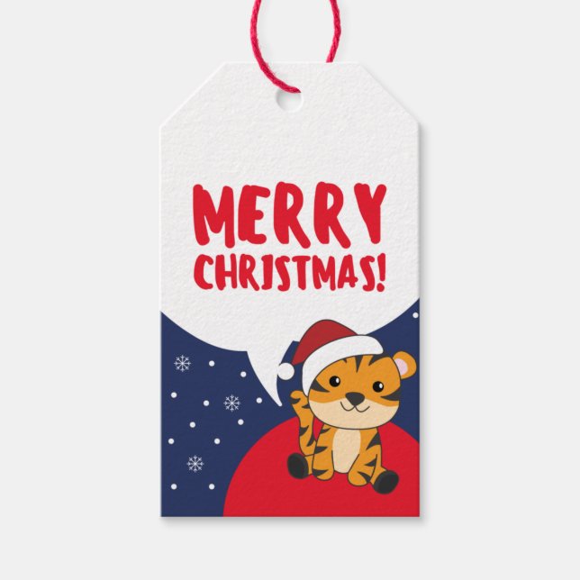 Tiger Weihnachtsschnee Wintertiere Tiger Geschenkt Geschenkanhänger (Vorderseite)