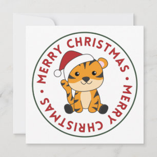 Tiger Weihnachtsschnee Wintertiere Tiger Invitati Einladung