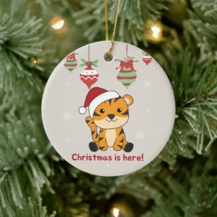 Tiger Weihnachtsschnee Wintertiere Tiger Keramik Ornament