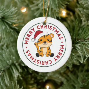Tiger Weihnachtsschnee Wintertiere Tiger Keramik Ornament