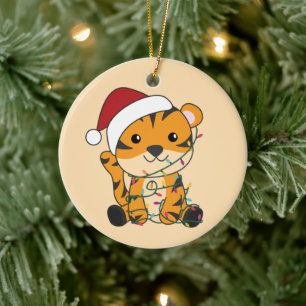 Tiger Weihnachtsschnee Wintertiere Tiger Keramik Ornament