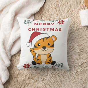 Tiger Weihnachtsschnee Wintertiere Tiger Kissen