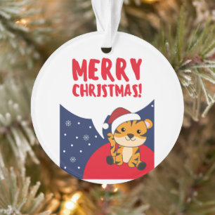 Tiger Weihnachtsschnee Wintertiere Tiger Ornament