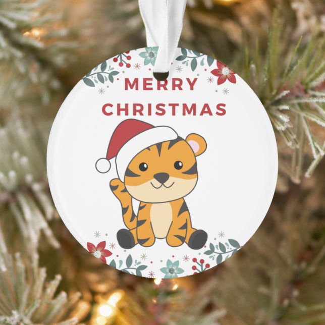 Tiger Weihnachtsschnee Wintertiere Tiger Ornament (Baum)