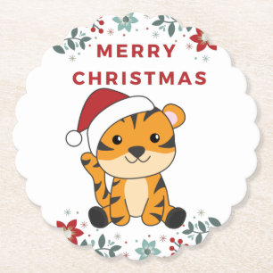 Tiger Weihnachtsschnee Wintertiere Tiger Paper Co Untersetzer