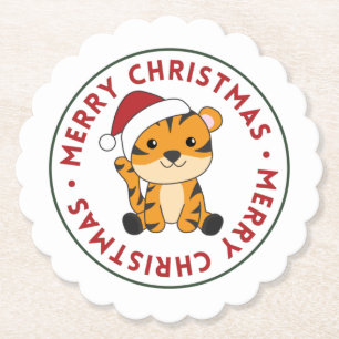 Tiger Weihnachtsschnee Wintertiere Tiger Paper Co Untersetzer