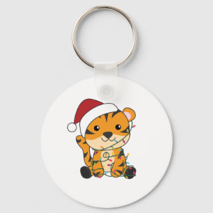 Tiger Weihnachtsschnee Wintertiere Tiger Schlüsselanhänger