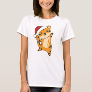 Tiger Weihnachtsschnee Wintertiere Tiger T-Shirt