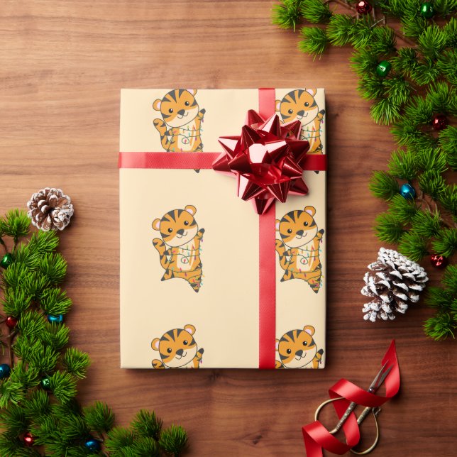 Tiger Weihnachtsschnee Wintertiere Tiger Wrapping Geschenkpapier (Feiertagsgeschenk)