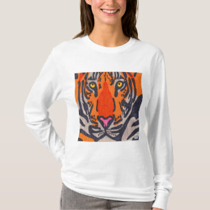 Tiger (weiß) - Damen Langarmshirt T-Shirt