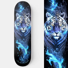 Tiger White & Blue Gaming Cooler Stil Skateboard