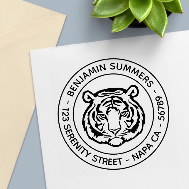 Tiger, Wild Cat Round Address Permastempel (Von Creator hochgeladen)
