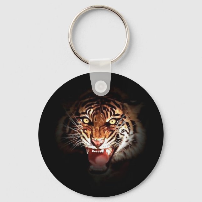 Tiger - Wilde Große Katzen Kunst Schlüsselanhänger (Vorderseite)