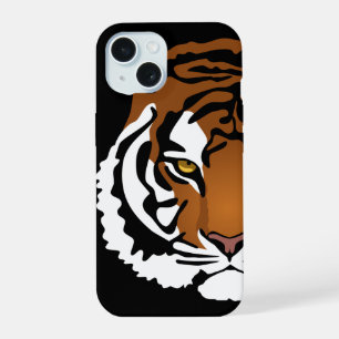 Tiger, wilde Katze auf schwarz iPhone 15 Hülle