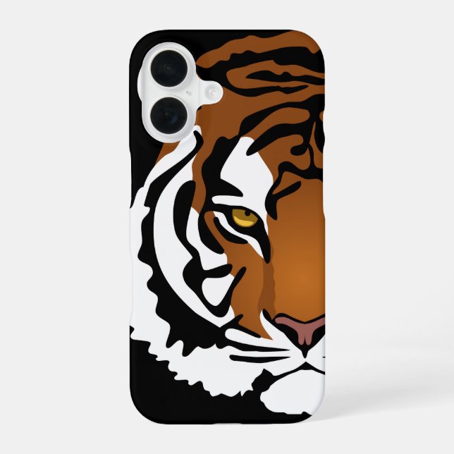 Tiger, wilde Katze auf schwarz iPhone 16 Hülle (Rückseite)