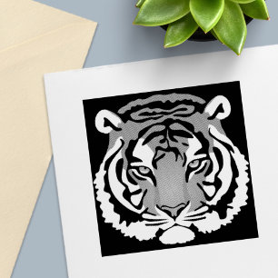 Tiger, wilde Katze auf schwarz Permastempel