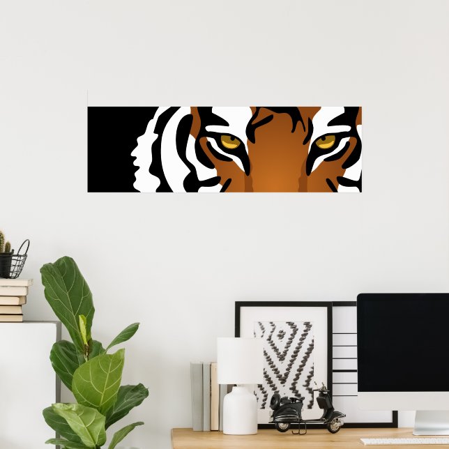 Tiger, wilde Katze auf schwarz Poster (Heimbüro)