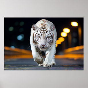 Tiger Wildlife Animal auf Straße im Freien Poster