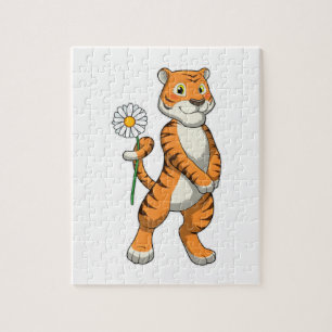 Tiger with Daisy Flower