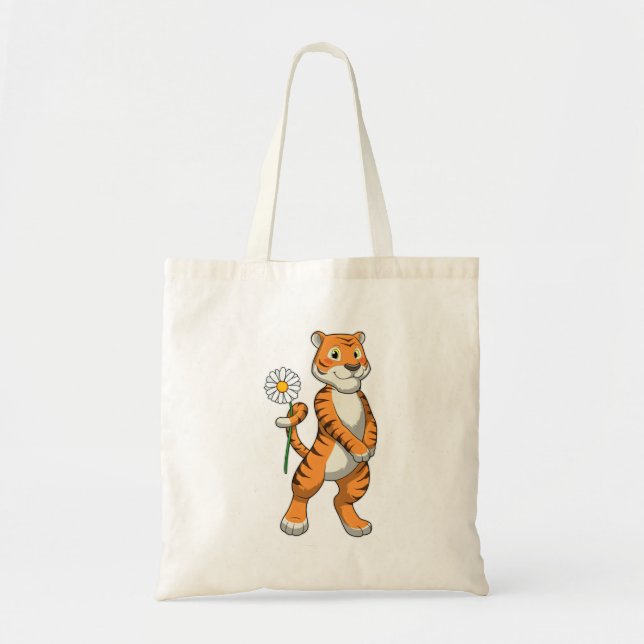 Tiger with Daisy Flower Tragetasche (Vorne)