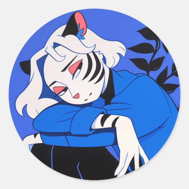 Tiger Woman Runder Aufkleber (Vorderseite)