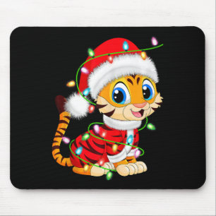 Tiger Xmas Licht Weihnachtskostüm Tiger Weihnachte Mousepad