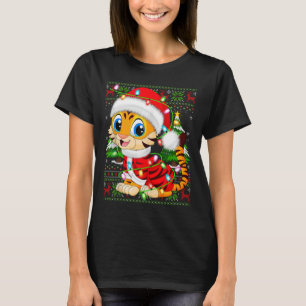 Tiger Xmas Sweater Style Ugly Santa Tiger Christma T-Shirt