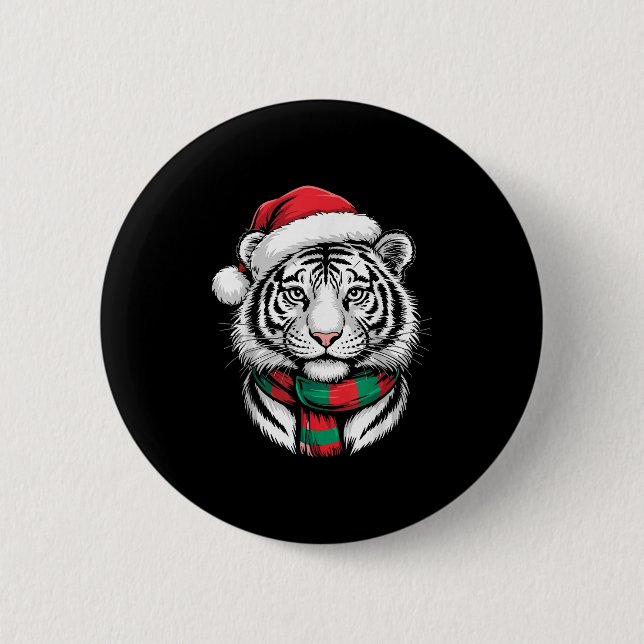 Tiger Xmas Weihnachtsmannmütze Weihnachtskostüme Button (Vorderseite)