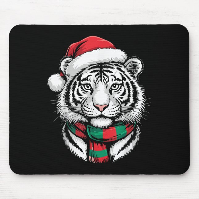 Tiger Xmas Weihnachtsmannmütze Weihnachtskostüme Mousepad (Vorne)