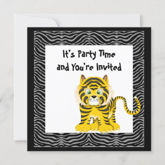 TIGER YELLOW SCHWARZE GEBURTSTAGERINVITATIONEN EINLADUNG